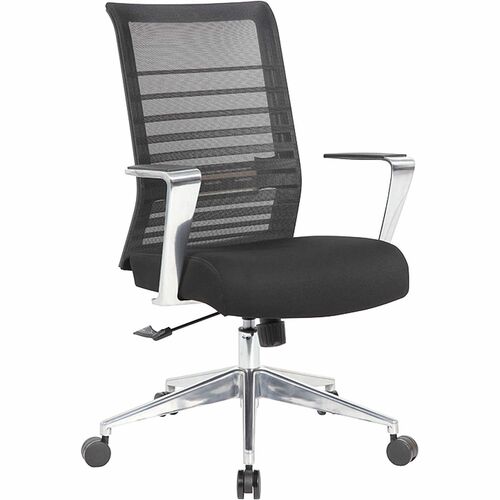 High-Back Chair, Mesh Back, Fabric Seat, 27"x25.5"x40-43", Black