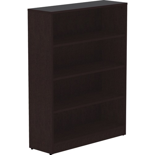 Bookcase, 4-Shelf, 3 Adj Shelves, 36" x 12" x 48", Espresso