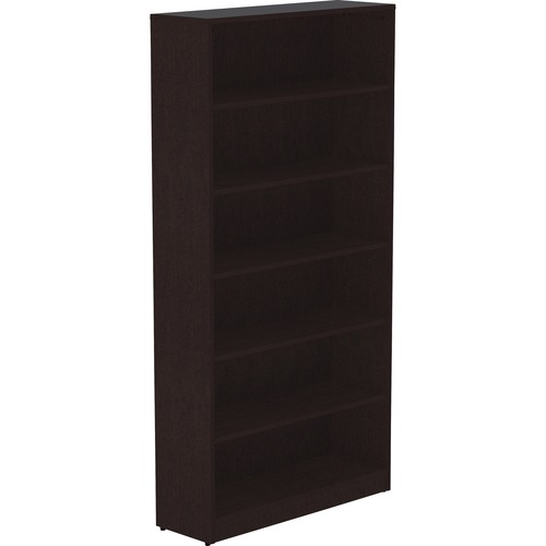 Bookcase, 6-Shelf, 5 Adjustable Shelves, 36" x 12" x 72", Espresso