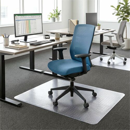 Rectangular Chairmat, Studded, Medium Pile, 46" x 60", Clear