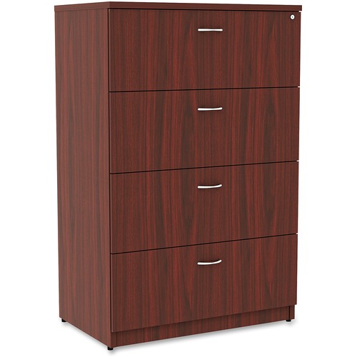 Lateral File, 4-Drawer, 35-1/2"x22"x54-3/4", Mahogany