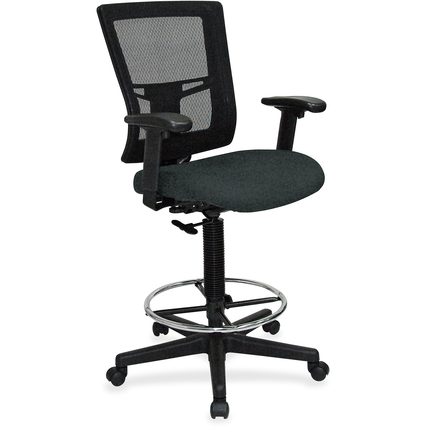 Drafting Stool, Vinyl Seat, 27"x25"x15", Dillon Black