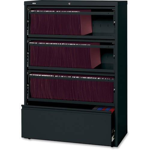 Lateral File, RCD, 4-Drawer, 36" x 18-5/8" x 52-1/2", Black