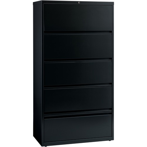 Lateral File, RCD, 5-Drawer, 36" x 18-5/8" x 68-3/4", Black