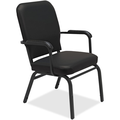 Stack Chair With Arm, 500lb Cap, 25-1/2"x25"x35-1/2", V/Black 2/CT