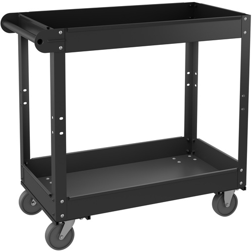 Utility Cart, 2-Shelf, 3-1/4" Lip, 16" x 30" x 32", Black