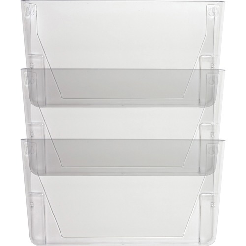 Wall File Pockets, 13-1/8"x4-1/4"x14-3/4", Clear 3/PK