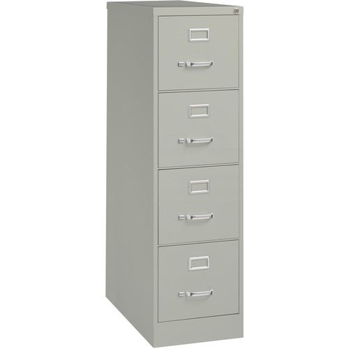 4-Drawer Vertical File, w/ Lock, 15" x 26-1/2" x 52", Lt Gray