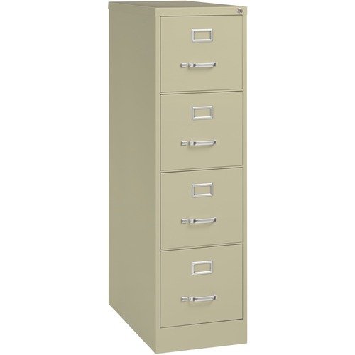 4-Drawer Vertical File, w/ Lock, 15" x 26-1/2" x 52", Putty