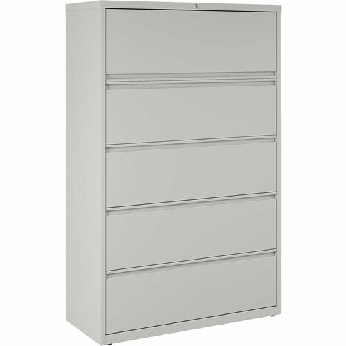 Lateral File, 5-Drawer, 42" x 18-5/8" x 67-5/8", Lt Gray