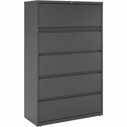 Lateral File, 5-Drawer, 42" x 18-5/8" x 67-11/16", Charcoal