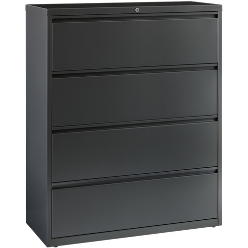 Lateral File, 4-Drawer, 42" x 18-5/8" x 52-1/2", Charcoal