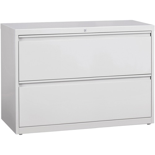Lateral File, 2-Drawer, 42" x 18-5/8" x 28", Light Gray