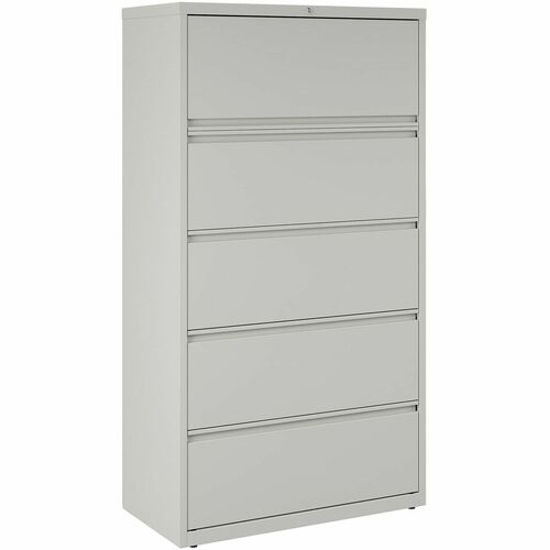 Lateral File, 5-Drawer, 36" x 18-5/8" x 67-5/8", Lt Gray