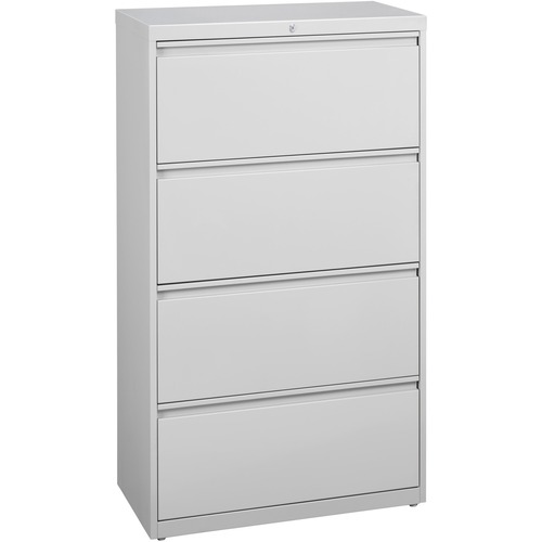 Lateral File, 4-Drawer, 36" x 18-5/8" x 52-1/2", Light Gray