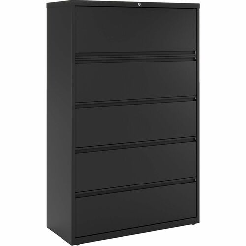Lateral File, 5-Drawer, 42" x 18-5/8" x 67-5/8", Black