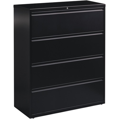 Lateral File, 4-Drawer, 42" x 18-5/8" x 52-1/2", Black