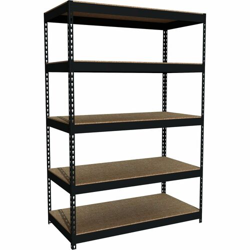 Shelving, Riveted Steel, 3800 lb Cap, 48" x 24" x 72", Black