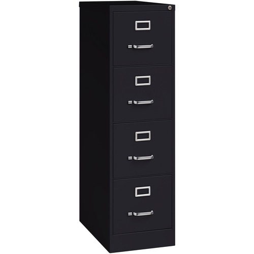 4-Drawer Vertical File, With Lock, 15" x 25" x 52", Black