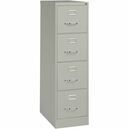 4-Drawer Vertical File, w/ Lock, 15" x 25" x 52", Light Gray