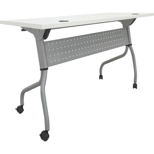 Table, Train, Flip, 48x24, White/Silver