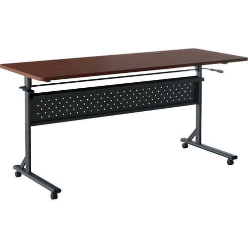 Table, Flip/Nesting, With Modesty Panel, 60"x24"x29-1/2", Mahogany