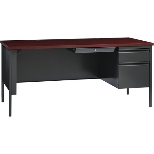 Desk, Right-Pedestal, Steel, 66"x30"x29-1/2", Mahogany/CCL