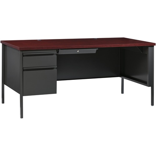 Desk, Left-Pedestal, Steel, 66" X 30" 29-1/2", Mahogany/CCL