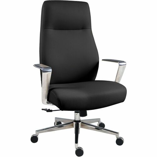 Chair, Highback, PU, Fixed Arm, Black