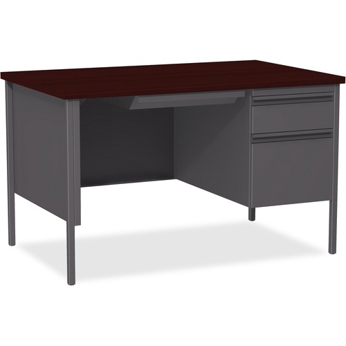 Desk, Right-Pedestal, Steel, 48" x 30" x 29-1/2", Mahogany/CCL
