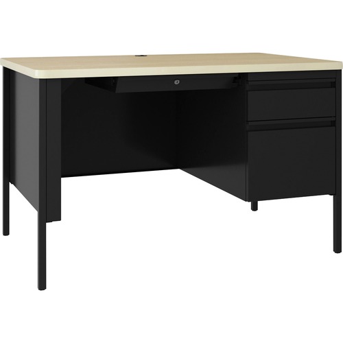 Desk, Right Hand, Pedestal, 48x30, Black Maple