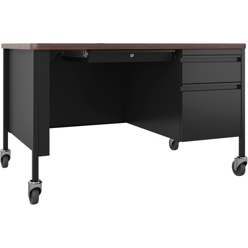 Desk, Teach, Mobile, 30x48, Black/Walnut