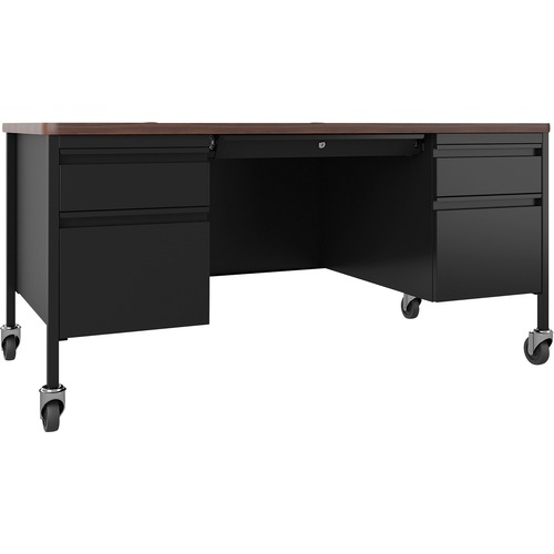 Desk, Teach, Mobile, 30x60, Black/Walnut