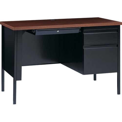 Desk, 24 x 45.5, Single, Black/Walnut