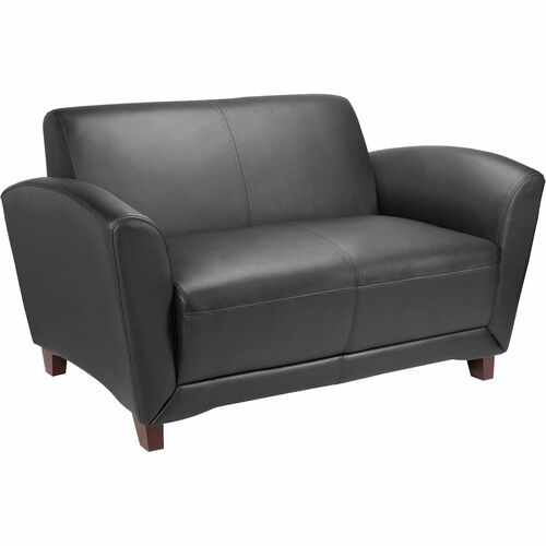 Reception Loveseat, 55" x 34-1/2" x 31-1/4", Black Leather