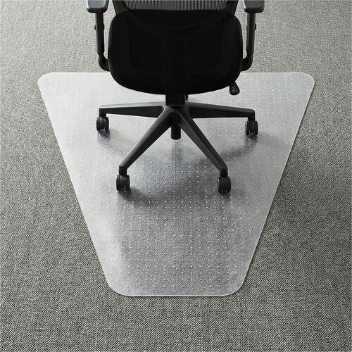 L-Workstation Chairmat, Medium Pile, 60" x 66", Lip 20" x 12", Clear