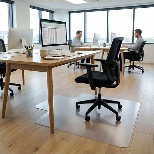 Hard Floor Chairmat, Str Edge, 45" x 53", Wide Lip 25" x 12", Clear