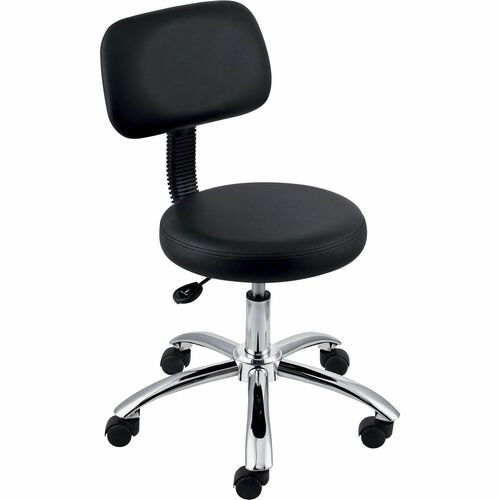 Stool, Pneumatic, With Back, Black