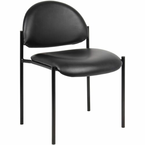 Guest Chair, No Arms, Vinyl, 18-1/9" Seat, Black