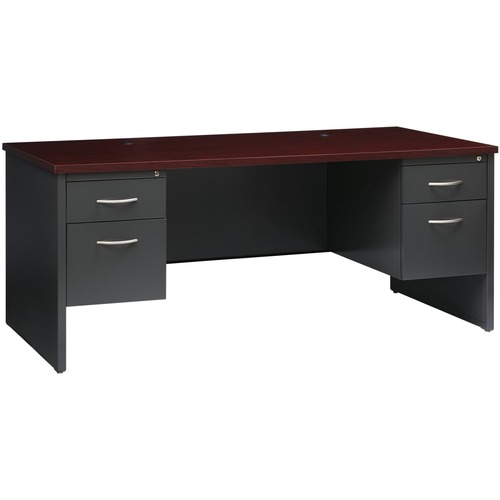 Double Pedestal Desk, 36" x 72", Cherry Mahogany