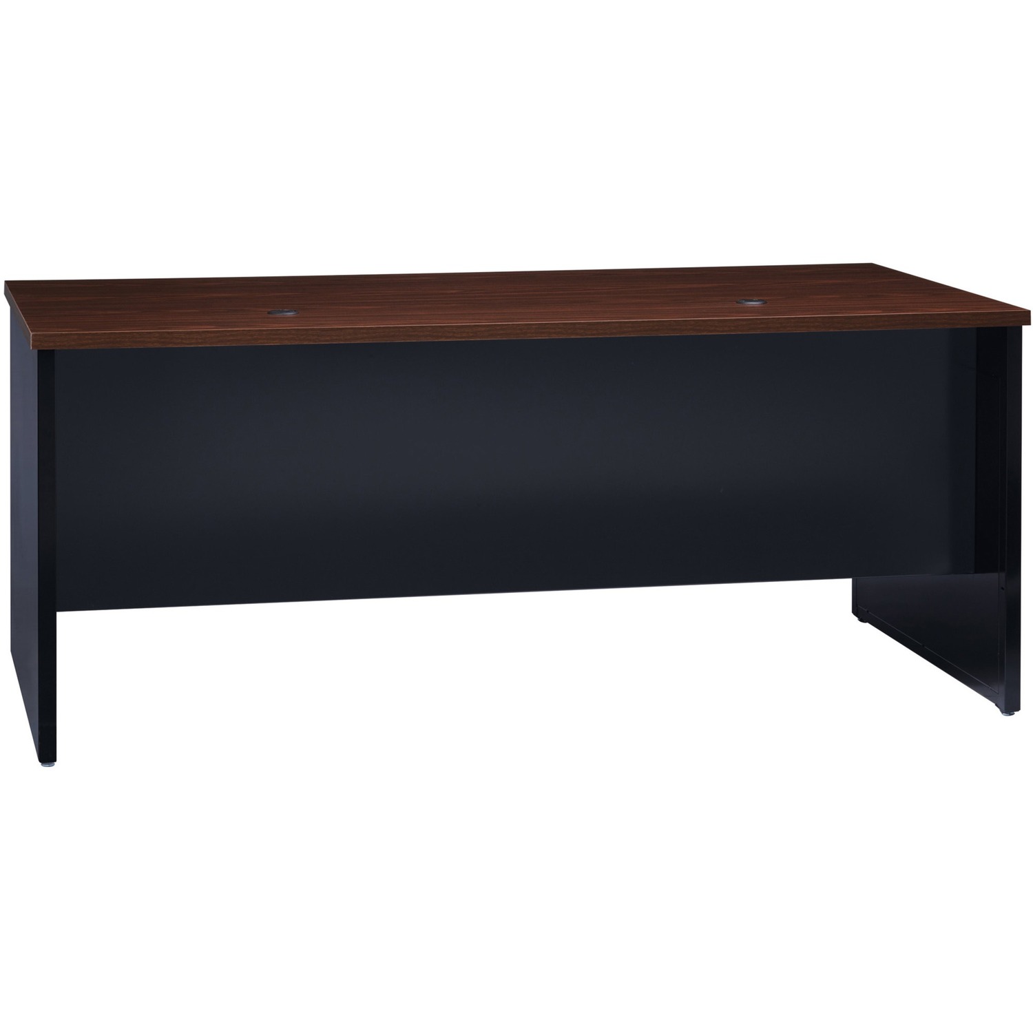 Left Pedestal Desk, 36" x 72", Black/Walnut