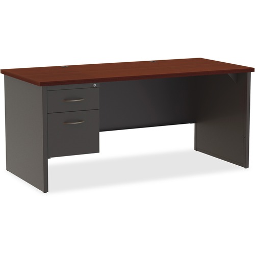 Left Pedestal Desk, 30" x 66", Cherry Mahogany