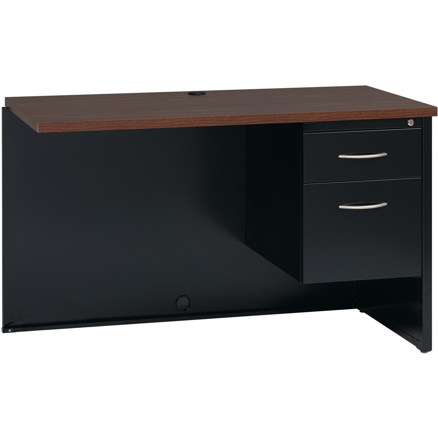 Right Return Desk, 24" x 48", Black/Walnut