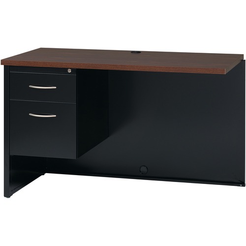 Left Return Desk, 24" x 48", Black/Walnut