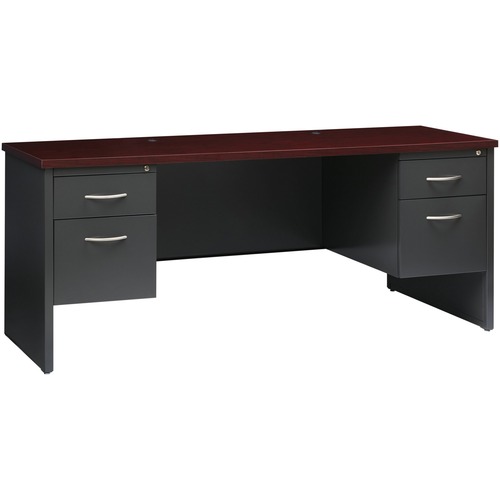 Double Pedestal Credenza, 24" x 72", Cherry Mahogany