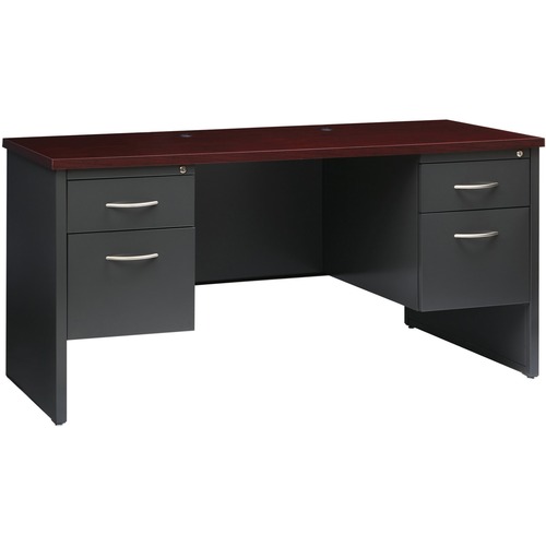 Double Pedestal Credenza, 24" x 60", Cherry Mahogany