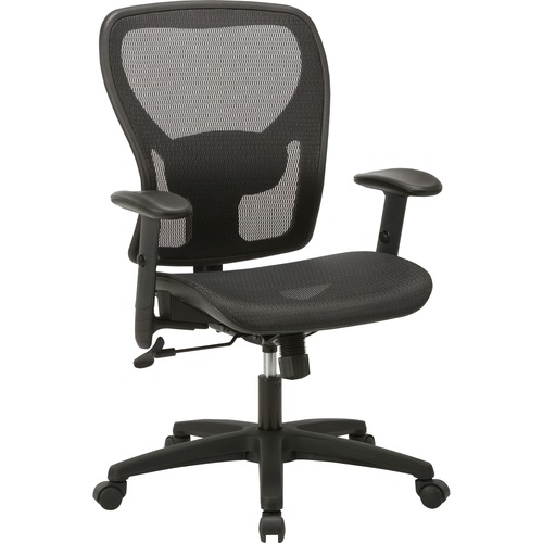 Mid-Back Chair, Mesh Back, 27-3/4"x27"x38-2/3"-42-7/8", Black
