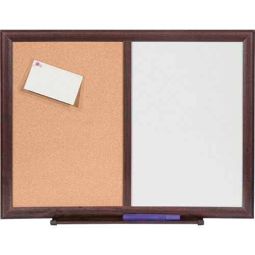 Dryerase/Bulletin Board Combo, 36" x 48", Mahogany
