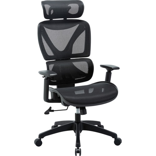 High-Back Chair, With Headrest, Mesh, 28-3/8"x30-3/4", 49-1/4", Black
