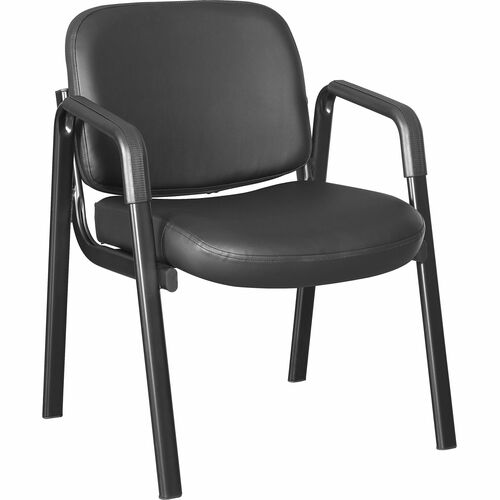 Guest Chair, With Arms, Leather, 24-3/4"x26"x33-1/2", Black